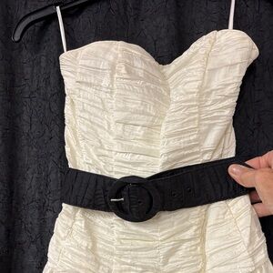 Jessica McClintock Strapless Cream Dress with Black Belt